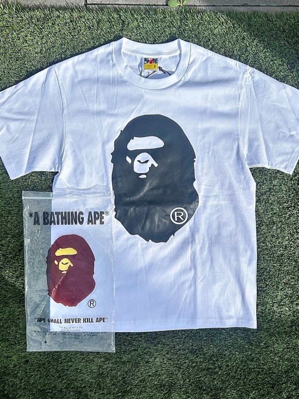 A Bathing Ape Big Ape Head Tee White & Black Medium